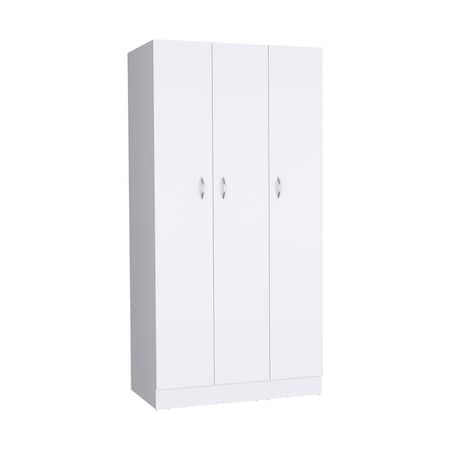 Tuhome Ohio Armoire Wardrobe with 3-Doors. 2-Drawers. and 4-Tier Shelves -White CLB9031